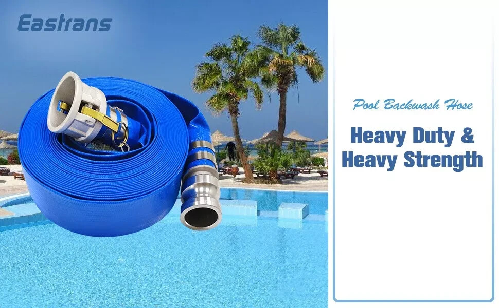 50/100ft Swimming Pool Filter Backwash Draining Hose Discharge Hose with Camlock