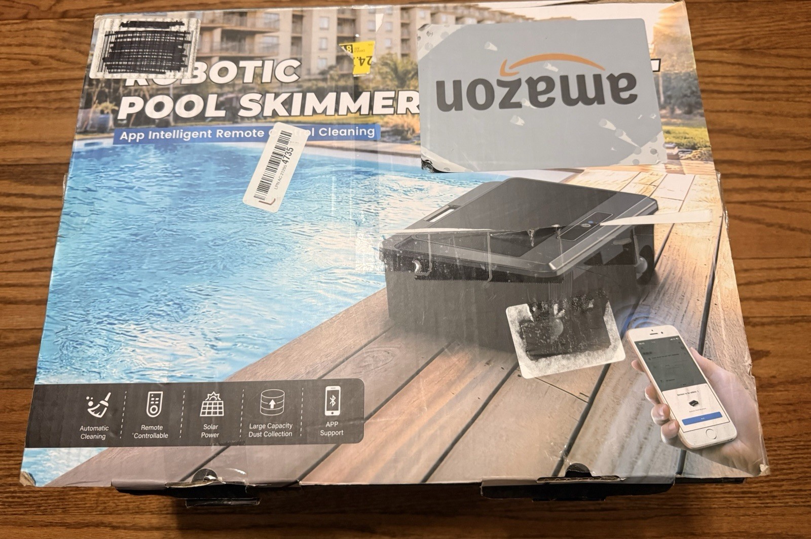amazen F1T Solar Robotic Pool Skimmer, Remote/App, Self-Docking, Gray
