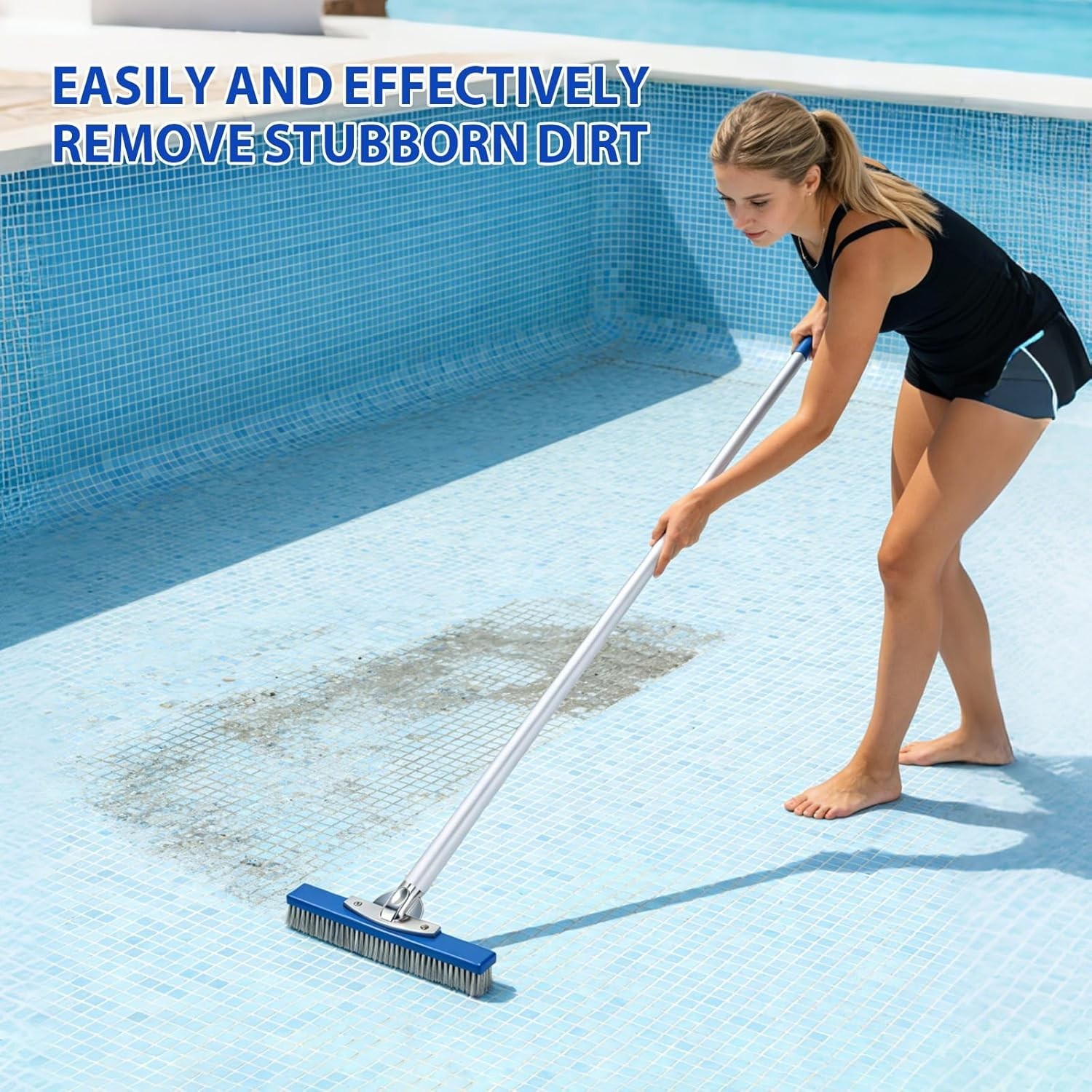 10-Inch Pool Brush Head – Combo Nylon & Stainless Steel Wire Bristles, Heavy Dut