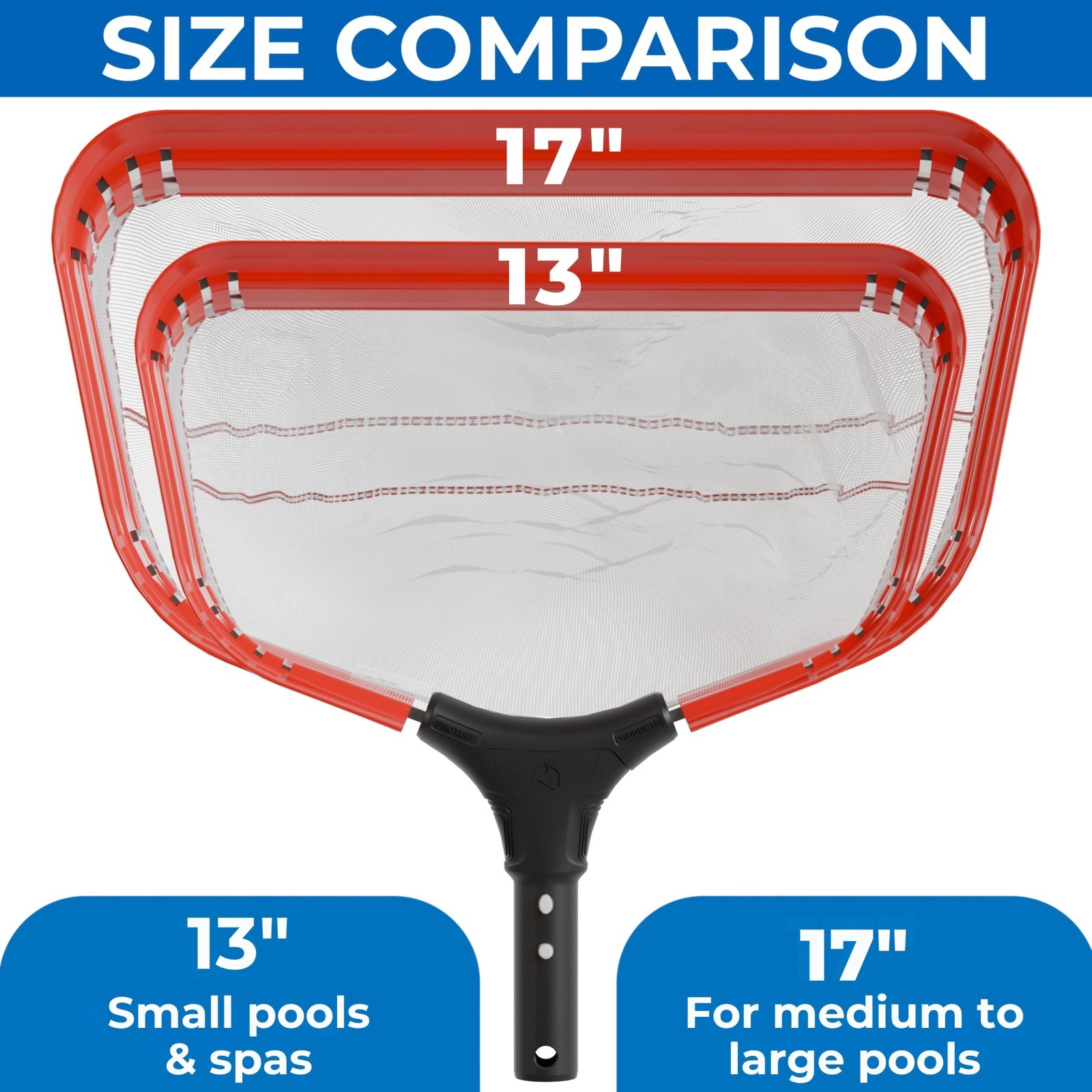 17&Prime; Silt Net Pool Skimmer – Heavy-Duty Aluminum Frame, Ultra-Fine Net, EZ-Clip