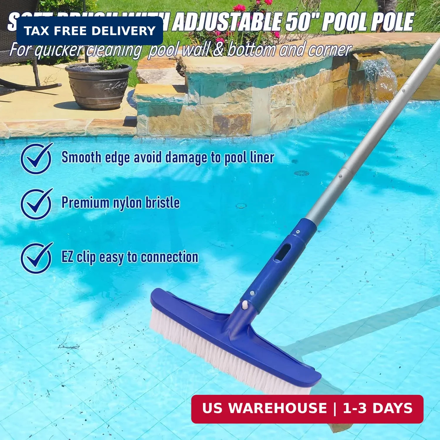Poolvio Swimming Pool Cleaning Kit, 14 » Brush Head & 50 » Telescopic Aluminum P