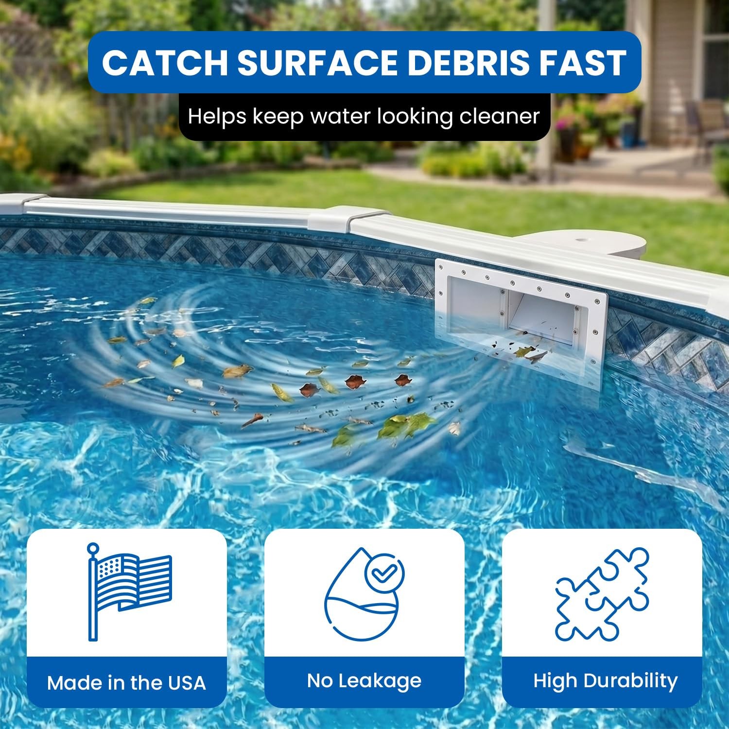 Above Ground Pool Skimmer Wide Mouth ABS Heavy Duty Thru Wall Kit USA
