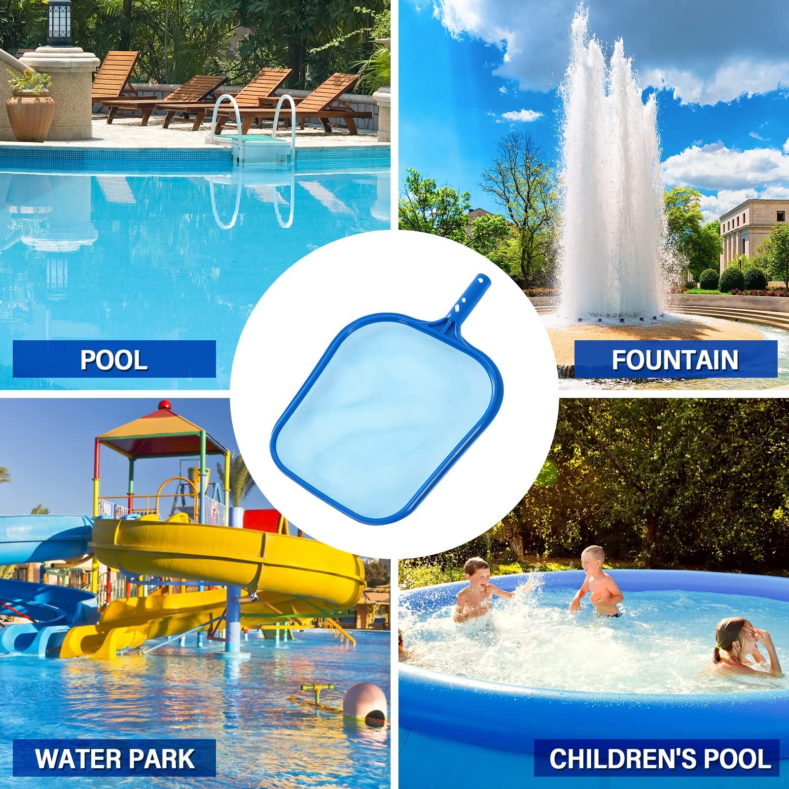 Red de piscina Bolsa profunda Skimmer de hojas Rastrillo de piscina Red de malla