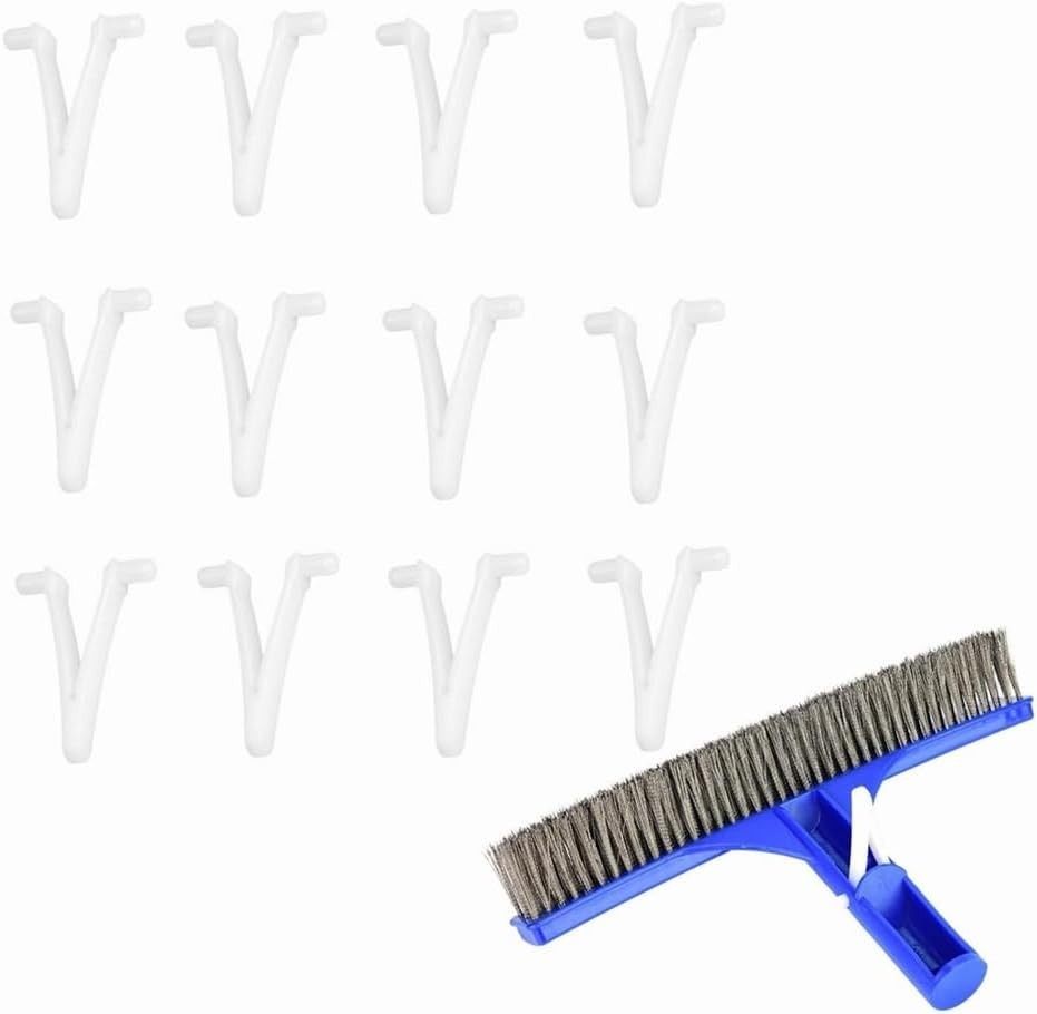 12Pcs Pool Brush Clips Plastic Pool Pole Clips Perfect V Pool Clips Pool Butt…
