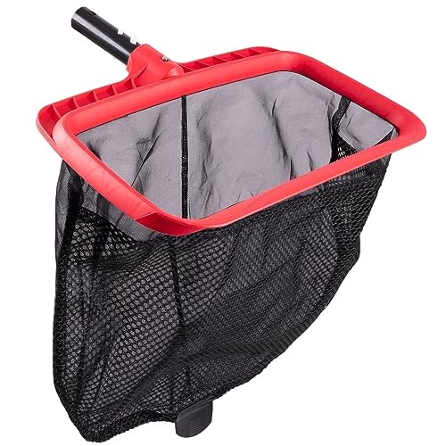 Pool Skimmer Net, Upgraded Pool Net Skimmer with Double-Layer Netting Bag, Red