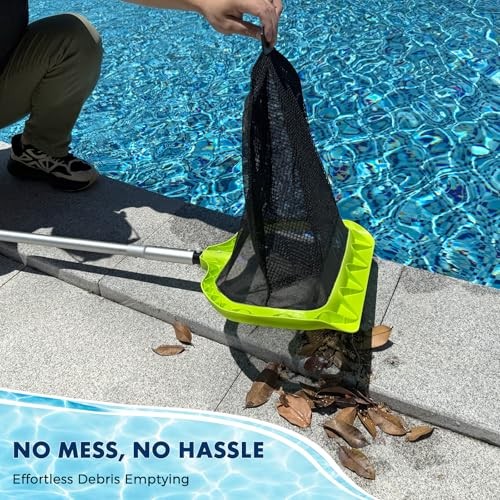 Pool Skimmer Net 17.5&Prime; Leaf Rake with Fine Mesh – Reinforced Pool Net