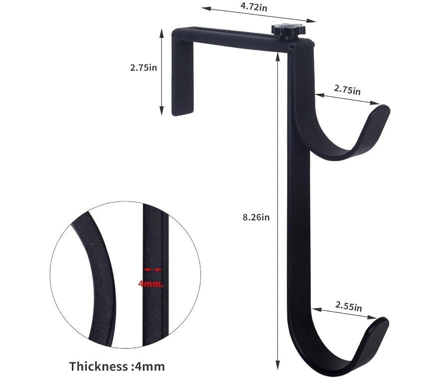2Pcs Black Pool Pole Hangers, Adjustable Heavy Duty Swimming Pool Fence Hooks