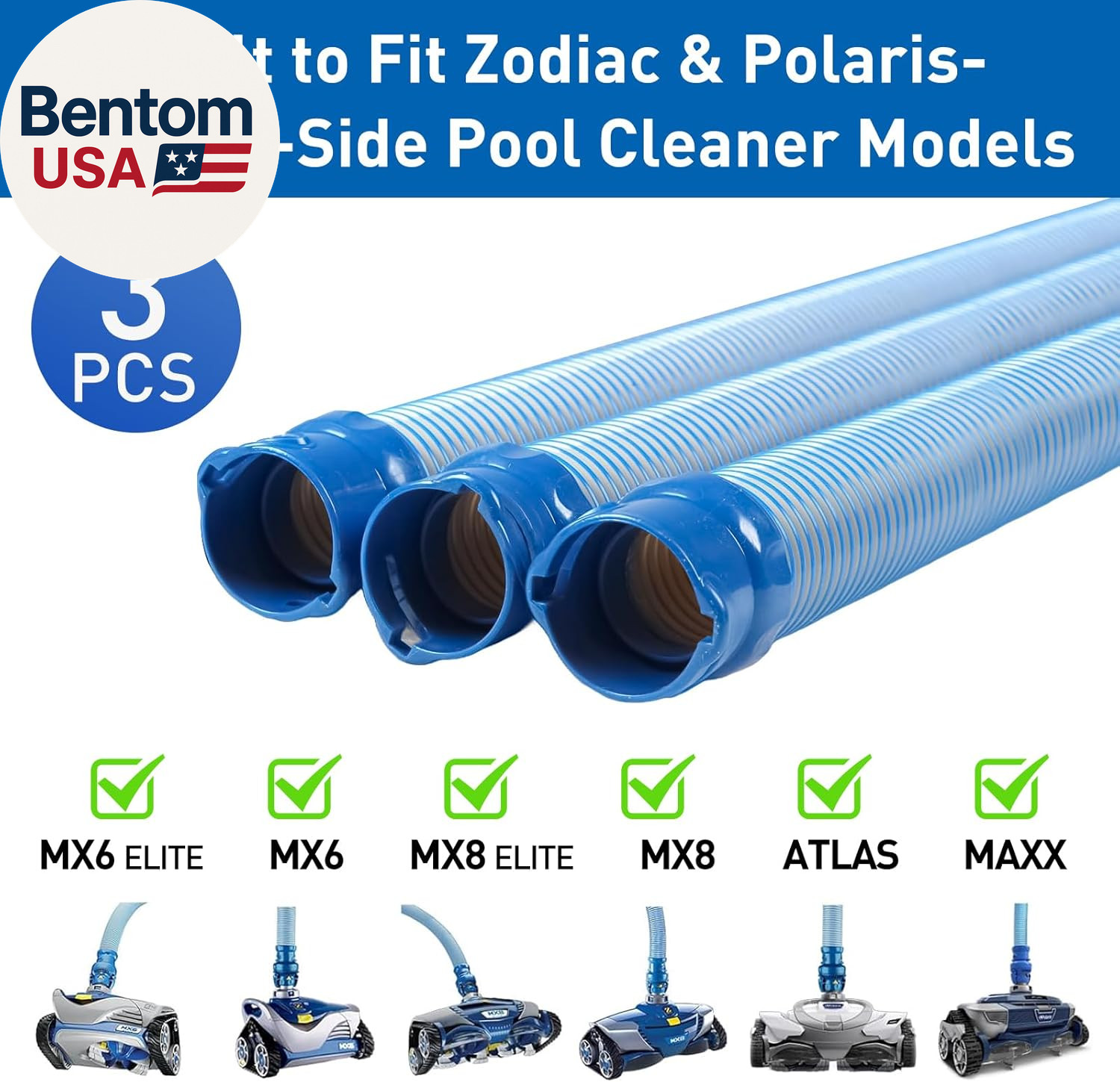 Pool Vacuum Hose, 3 Pack Twist Lock Pool Cleaner Hose Replacement for MX6 MX8, 3