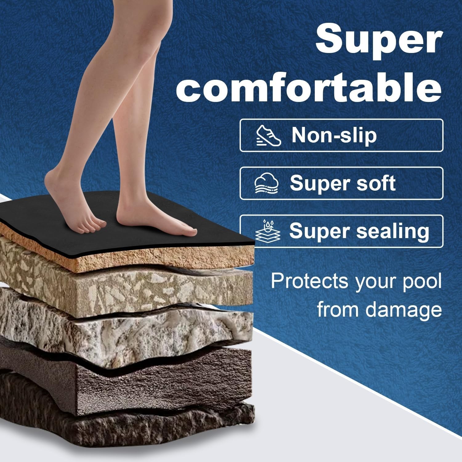 12FT Heavy Duty Pool Pad for Above Ground Pools Puncture Resistant Black