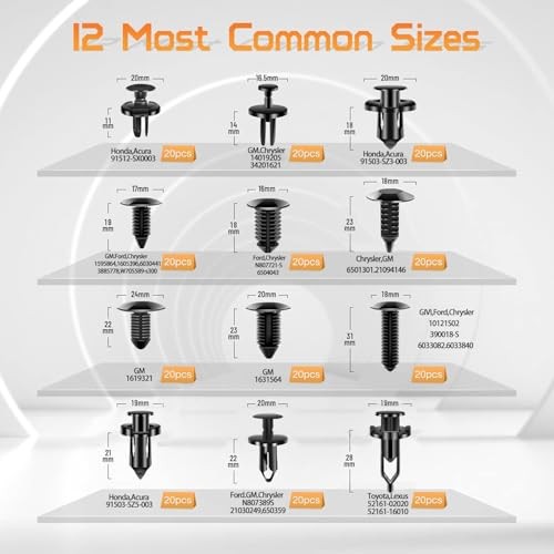 Car Clips Replacement for Toyota Honda Ford GM Chrysler 245 PCS Fender Clips