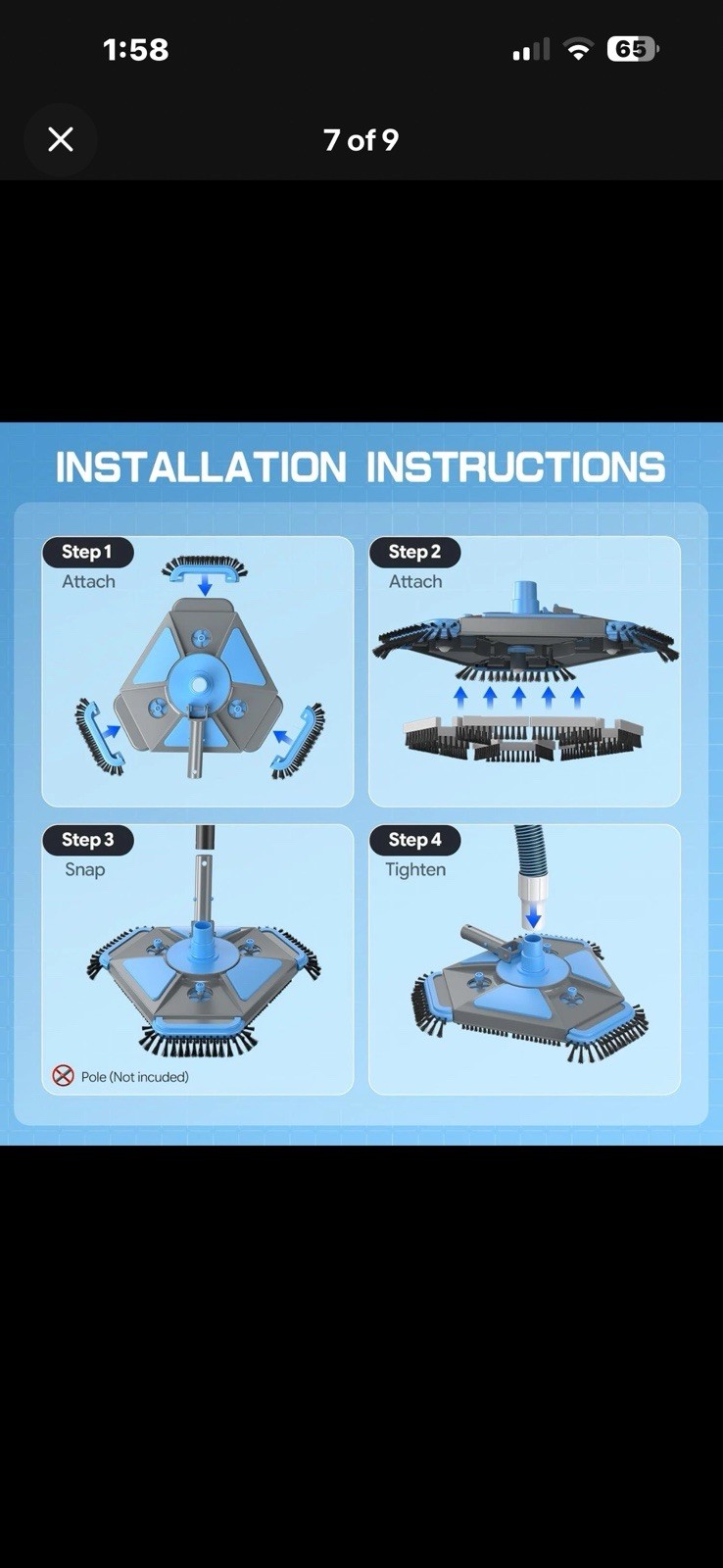 Upgrade Pool Vacuum Head with Side Brush & 360° Swivel Cuff, Heavy Duty Manual K
