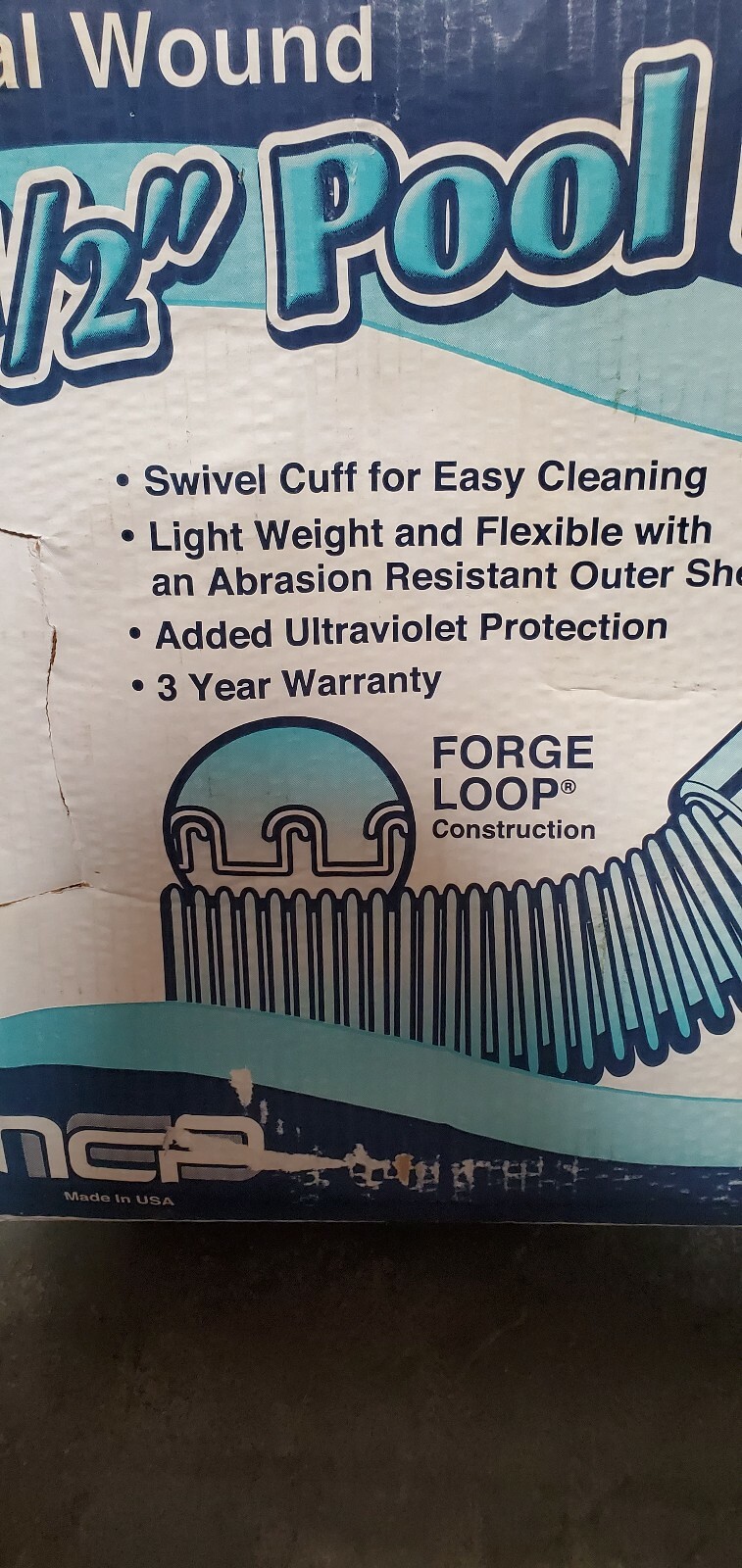 NEW SPIRAL WOUND 1 1/2&Prime; POOL HOSE FORGE LOOP SWIVEL CUFF 50FT