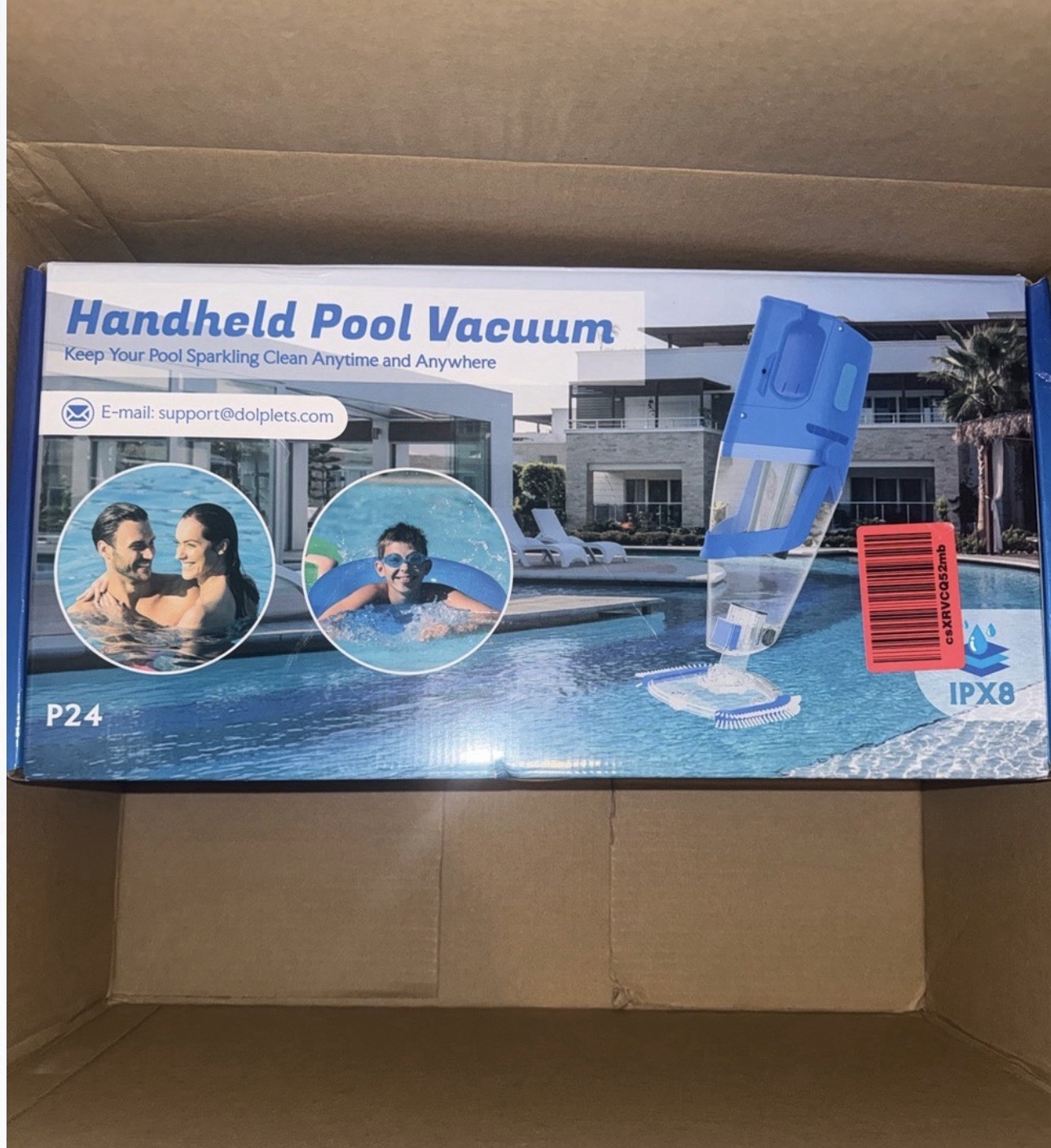 dolplets P24 Pool Vacuum 40W IPX8 26.5 GPM w/ Telescopic Pole Blue