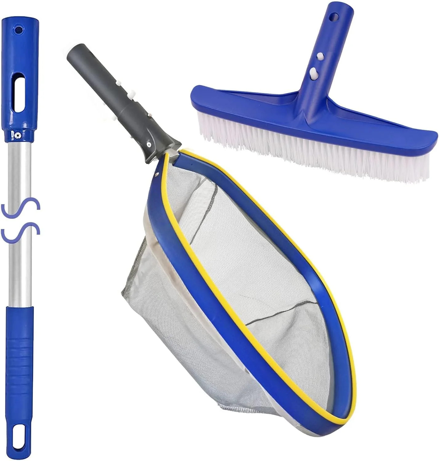 Poolvio Swimming Pool Cleaning Kit, 14 » Brush Head & 50 » Telescopic Aluminum P