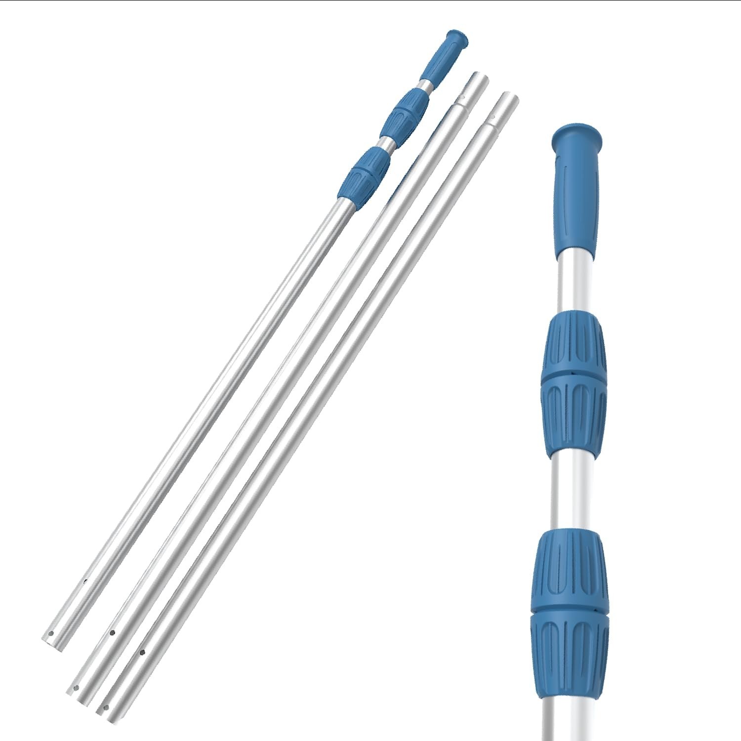 15ft Heavy Duty Telescopic Pool Pole – Adjustable Aluminum, Fits Vacuum & Net, A