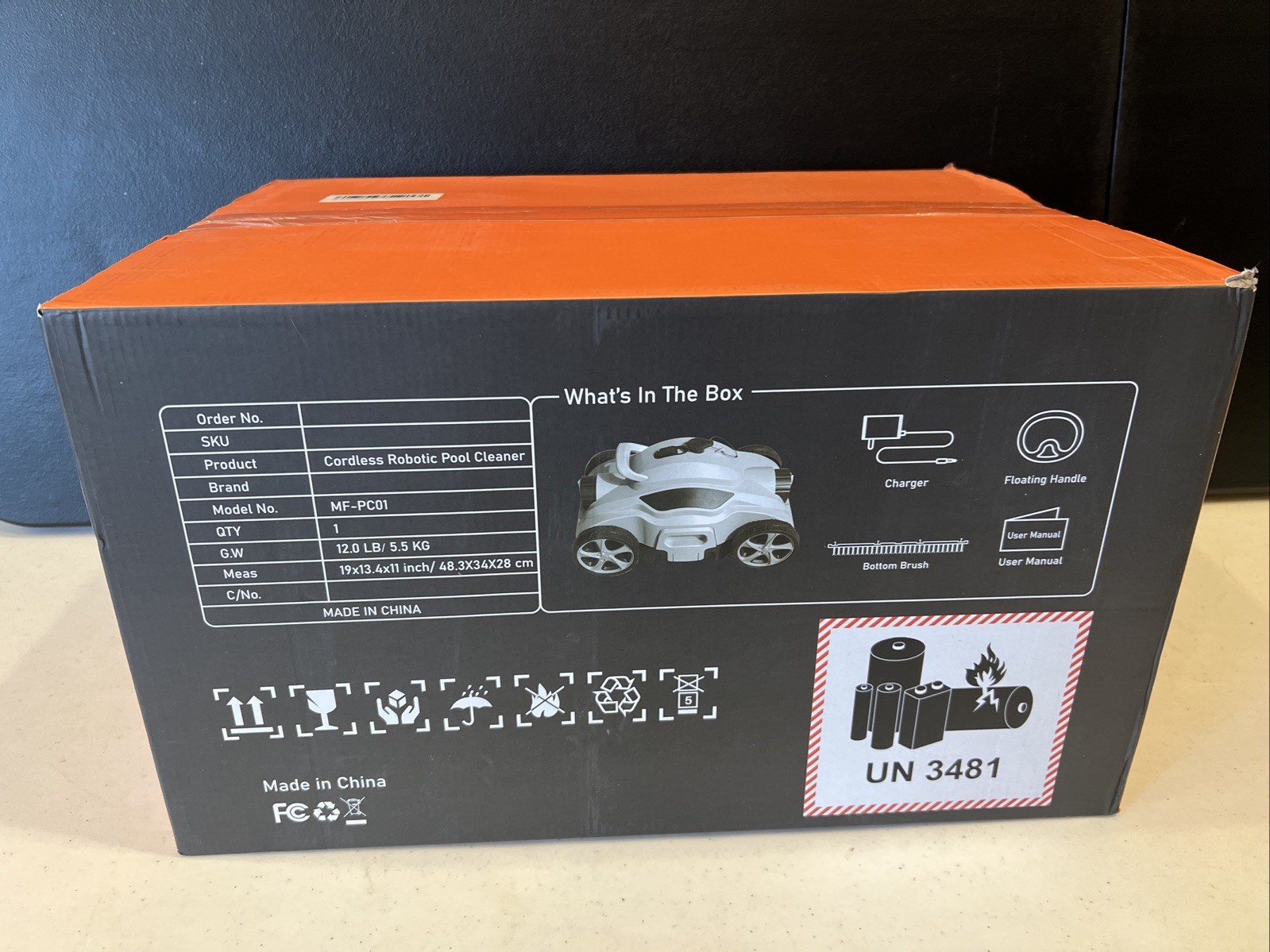 Robotic Pool Cleaner 110 Mins Auto-Parking Rechargeable Automatic 50 Feet