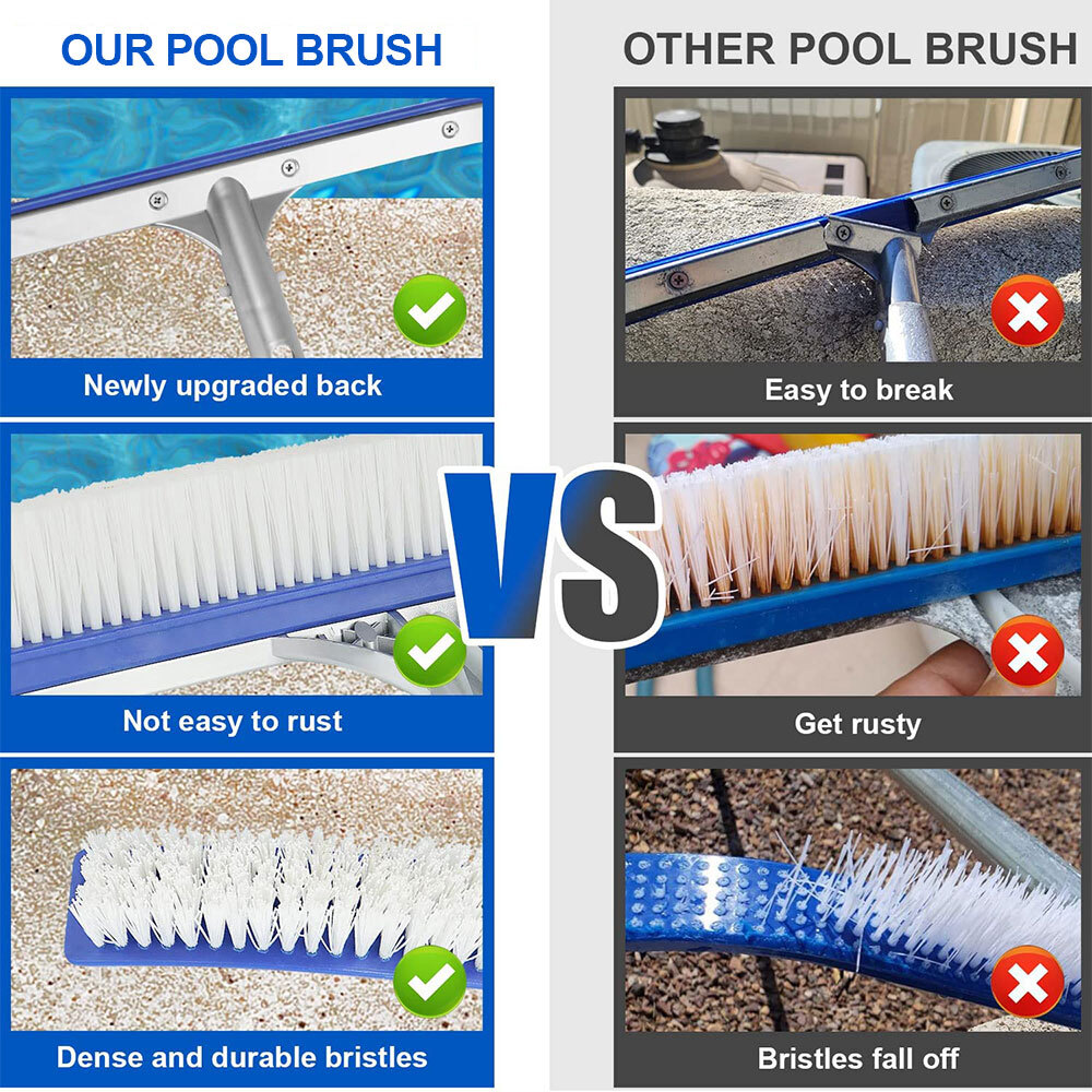 18&Prime; Curved Pool Spa Wall & Floor Brush with Nylon Bristle & Aluminum Body