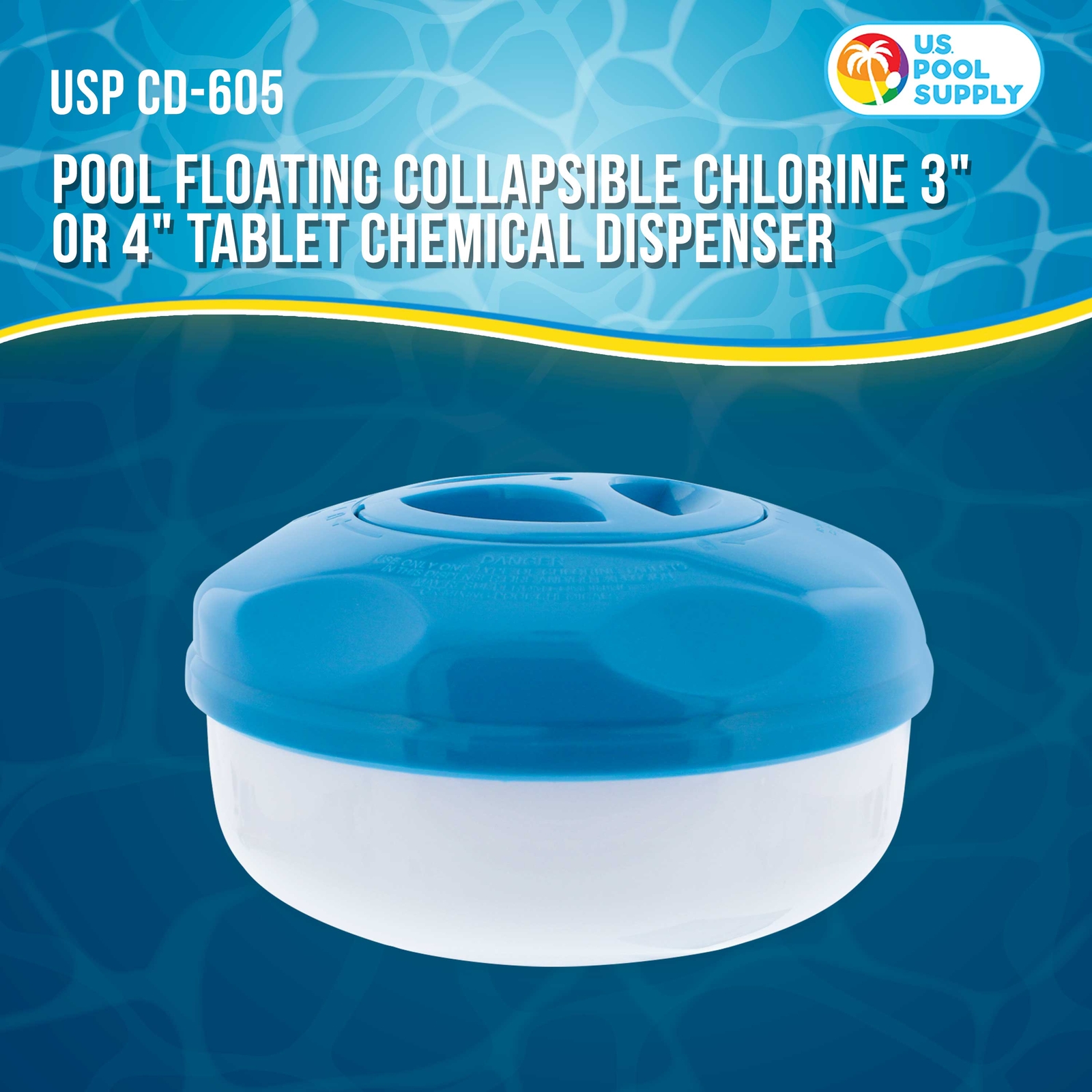 Floating 3&Prime; & 4&Prime; Tablet Pool Chemical 8&Prime; Dispenser with Collapsible Tank