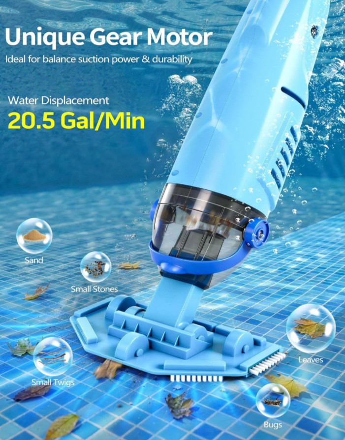KimPump Cordless Pool Vacuum with 4 Filters, 20.5 GPM for Above/Inground Pools,