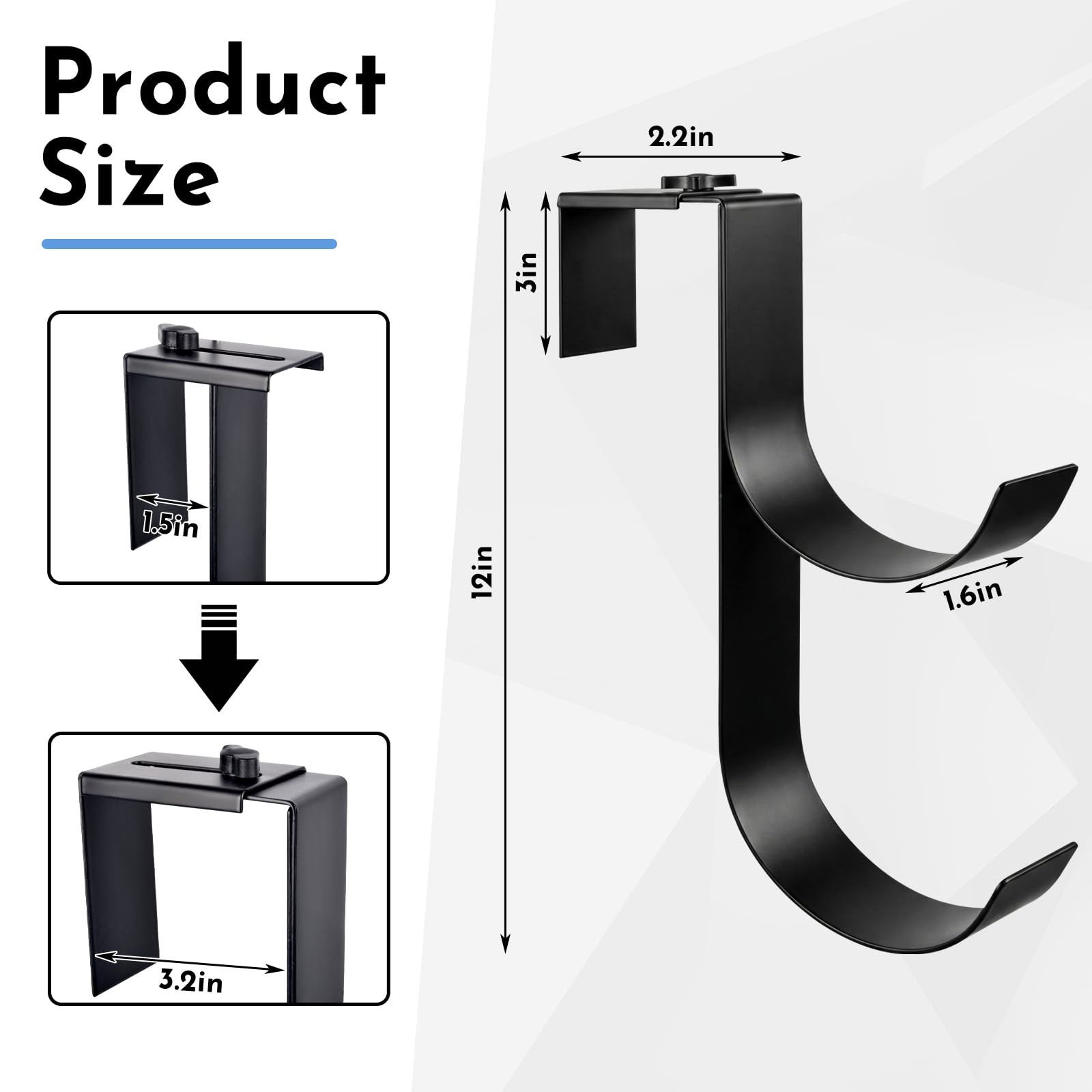 Pool Pole Hanger Fence Hook – 2pcs Adjustable Double Pool Hooks for Deck Stee…