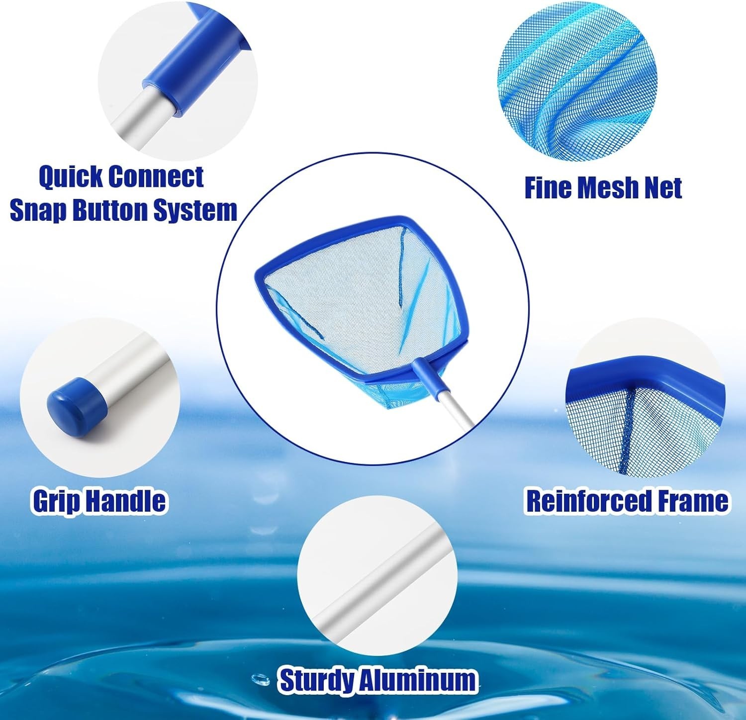 Pool Skimmer – Pool Skimmer Net with 5 Section Adjustable Telescopic Aluminum…