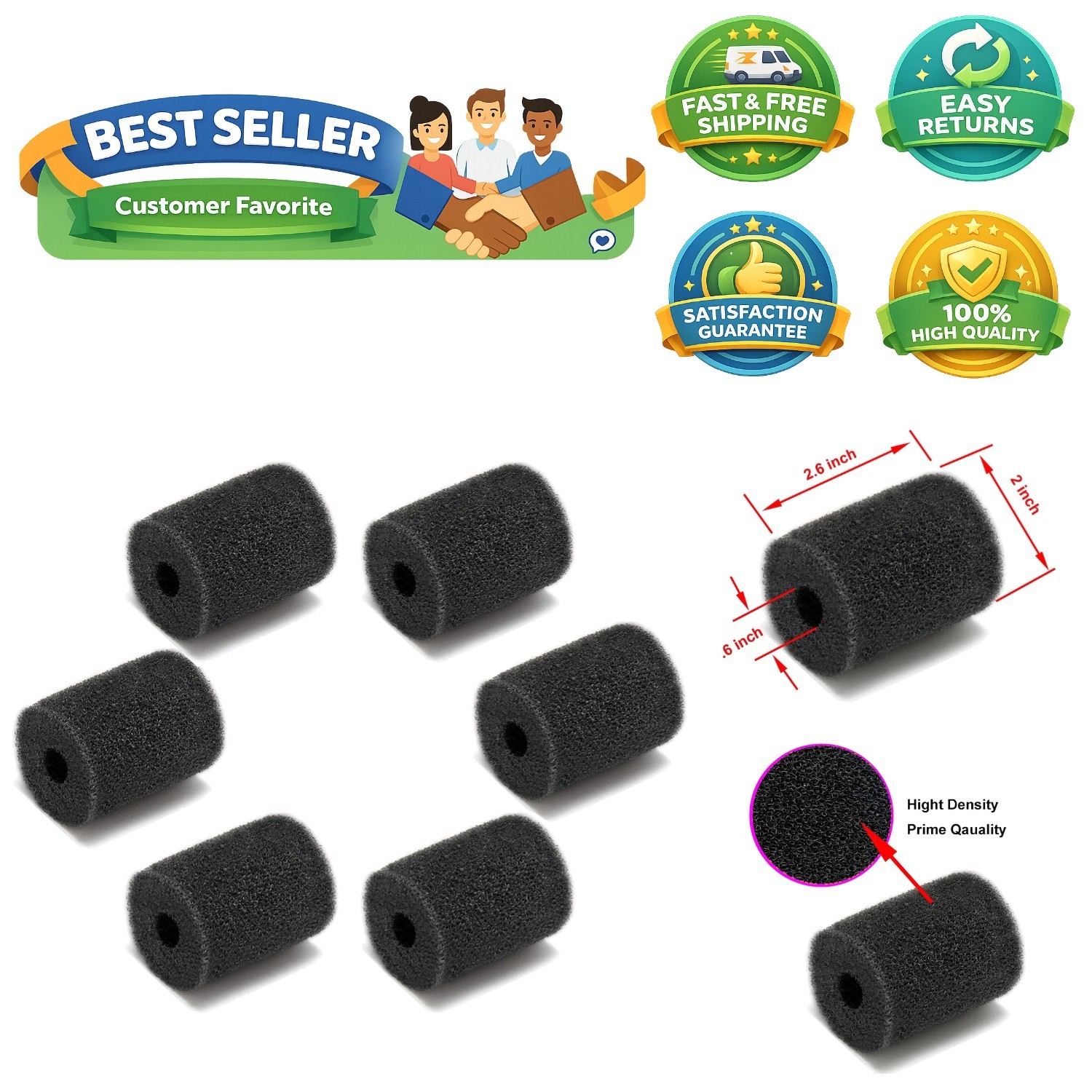 6-Pack High Density Polaris Pool Cleaner Sweep Hose Scrubbers – OEM Quality