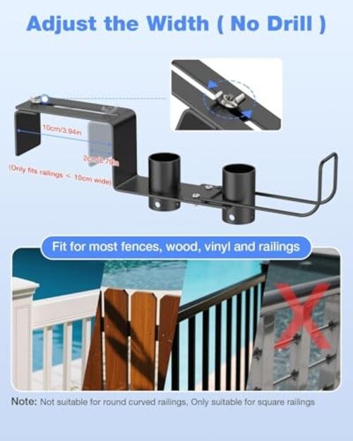 Pool Fence Hooks Adjustable, Heavy Duty Metal Hanger for Pool Equipment,