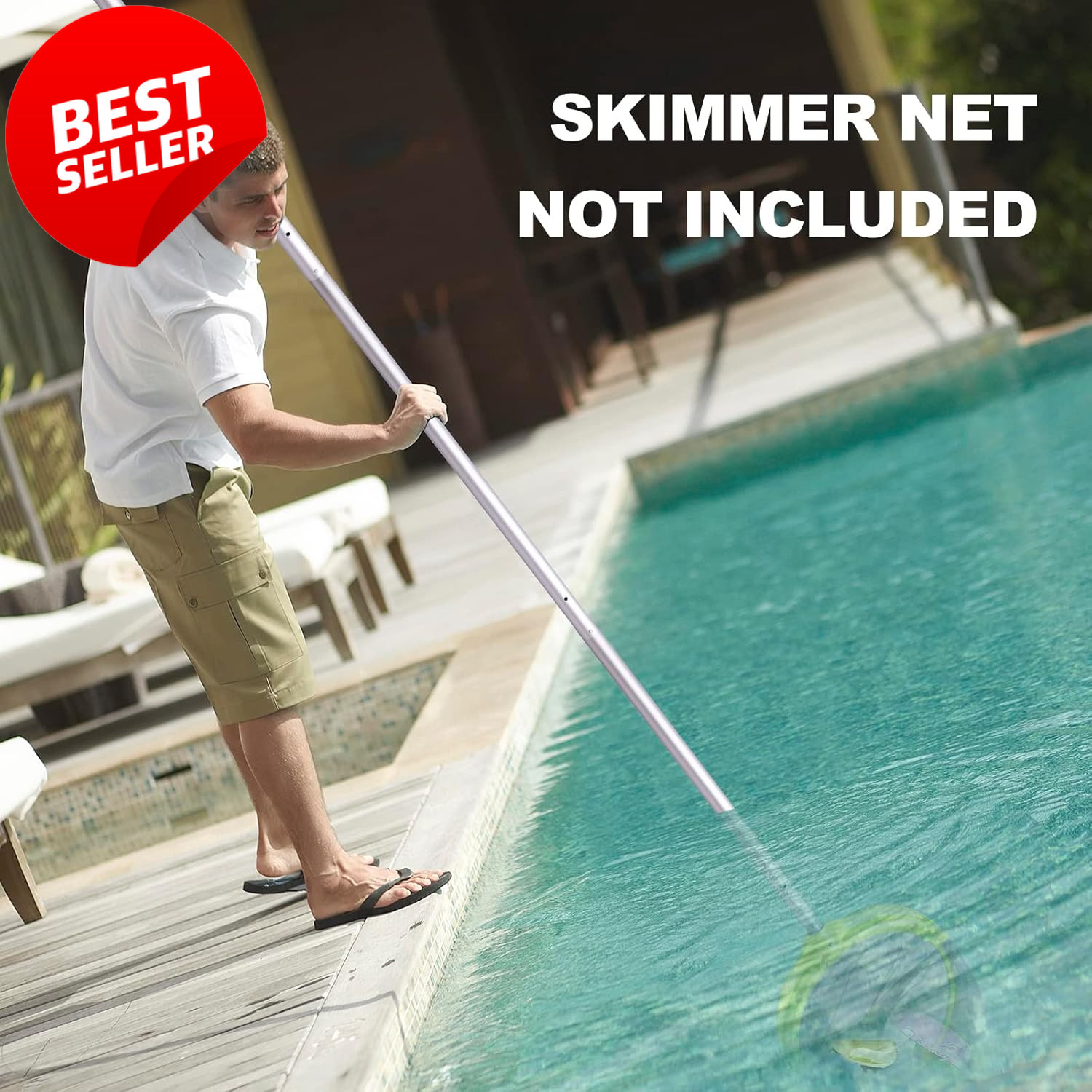 15 Ft Telescoping Pool Pole Adjustable Aluminum Skimmer Net Brush Vacuum – US