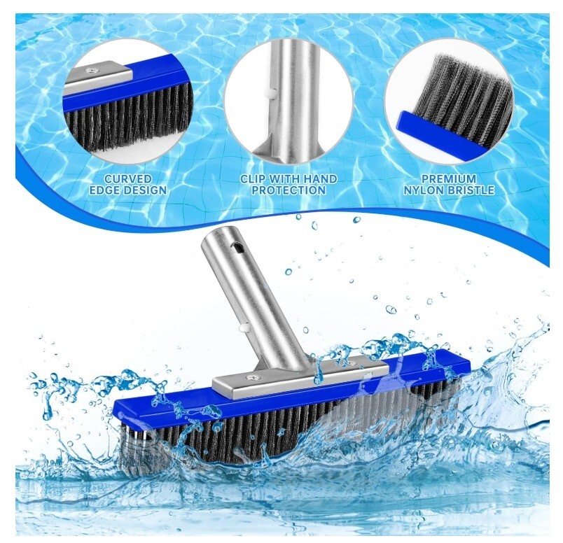 Best Heavy Duty Pool Brush Head，10-inch Metal Pool Brushes Head with Stainless