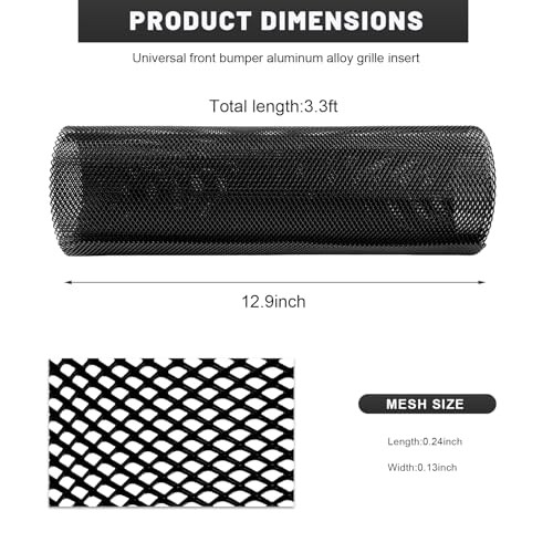 Car Grille Mesh, 40&Prime; × 13&Prime; Multi Functional Auto Aluminum Grill Mesh with 3×6mm