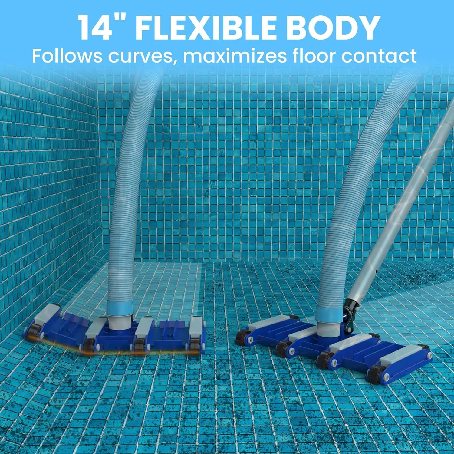Poolvio 14&Prime; Weighted Pool Vacuum Head with Wheels, Flexible Manual Pool Cleaner