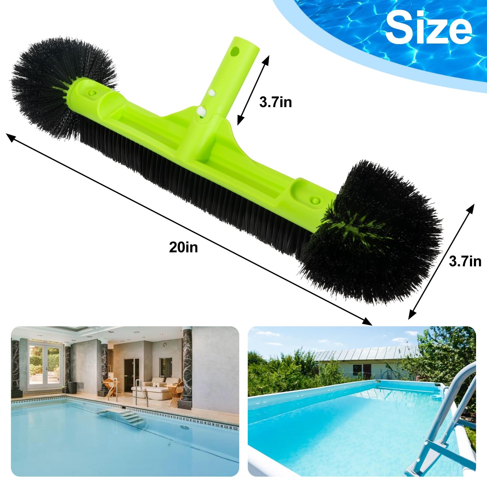 20&Prime; Pool Brush Head for Inground/Above Ground Cleaning Walls and Floors