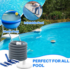 3 Pcs Pool Cleaning Kit 14&Prime; Vacuum Head with Flexible Wheels, 1-1/2 x 18ft Hoses