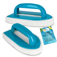 U.S. Pool Supply Hand-Held Scrub Brush, 2 Pack – Surface 3×7, Blue