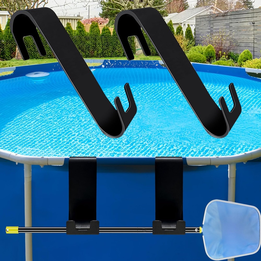 2 Pack Poolside Pool Leaf Skimmer Net Holder for Above Ground Swimming Pool