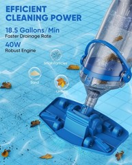 Lightweight Cordless Pool Vacuum – Supercharge Tech & 60 Minutes of Cleaning