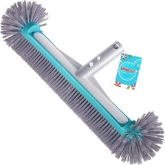 Swimming Pool Brush Head with Round Ends，17.5&Prime; Heavy Duty Aluminum Back Blue