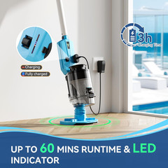 Cordless Pool Vacuum with Telescopic Pole, Powerful 30 GPM Suction, Advanced Dua