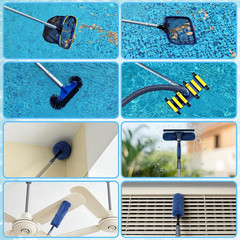 15FT Pool Pole, 3-Piece Telescopic Swimming Pool Cleaning Pole with Universal Th