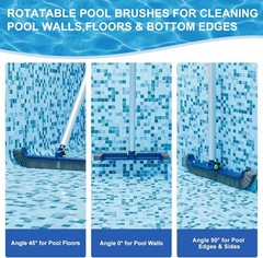 Heavy-Duty 17.5&Prime; Pool Brush with Rotatable Handle for Inground & Vinyl Pools