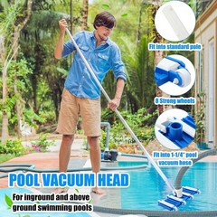 Pool Vacuum Head Kit 1-1/2&Prime; x 30ft Hoses Wheel Style Swimming Pool Vacuum Kit
