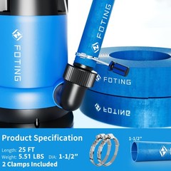 Foting 25Ft Pool Backwash Hose 1-1/2 In Heavy-Duty Discharge Hoses Pvc Pool