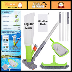 Deluxe Pool Cleaning Kit – Spa Jet Vacuum, Brush, Skimmer Net & 57.5&Prime; Pole for A