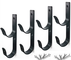 4 PCS Set Wide Pool Pole Hangers Heavy Duty Black Aluminium Holder Hooks with…