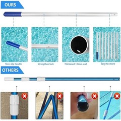 Heavy Duty Pool Rake Skimmer Net W/ 10ft Adjustable Pole Easy Debris Cleanup New