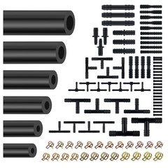 6PCS 5Ft Silicone Vacuum Hose Automotive Set,Vacuum Line With 24pcs Hose Clamps