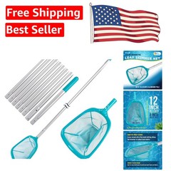 All-in-One 11.5 Ft Pool Leaf Skimmer with Durable Aluminum Pole for Spas & Ponds