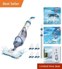 PC15 Cordless Pool Vacuum: 13.4&Prime; Head & 87.5&Prime; Telescopic for Fast Cleaning