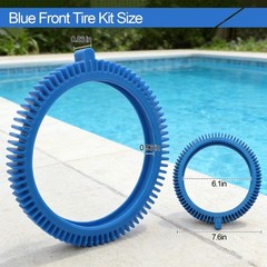 Front Tire Kit with Replacement Tires for Pool Cleaners 2 Pcs Blue