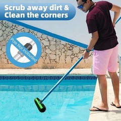 20&Prime; Wide Pool Brush Head, Heavy Duty Pool Scrub Brush with 12-Rows Soft Bristles